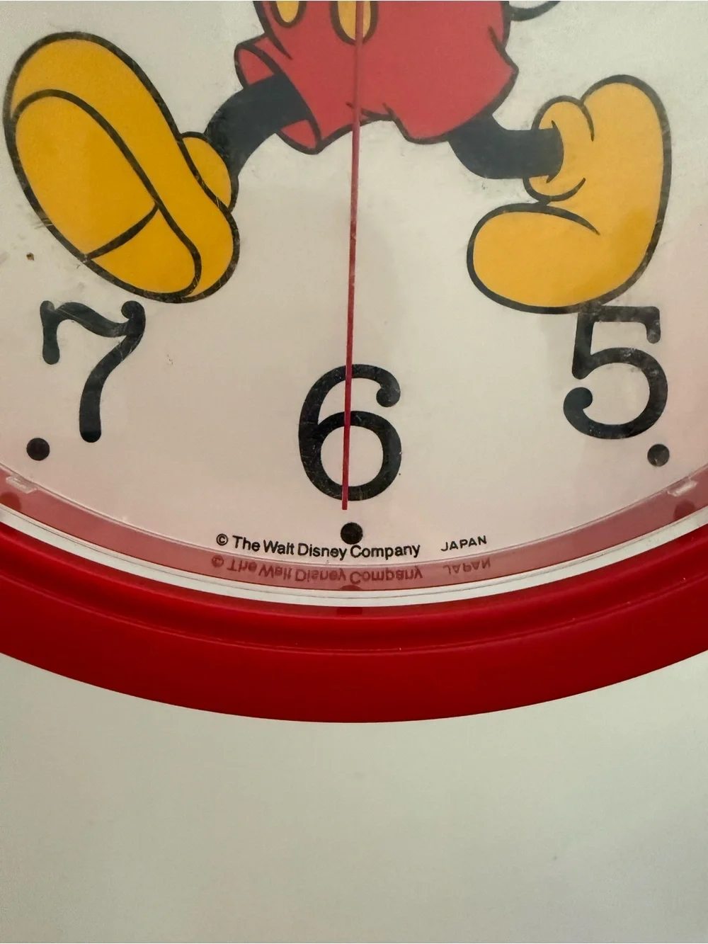 Disney Mickey Mouse Wall Clock Lorus Red Frame Japan Quartz 12in Vintage Works